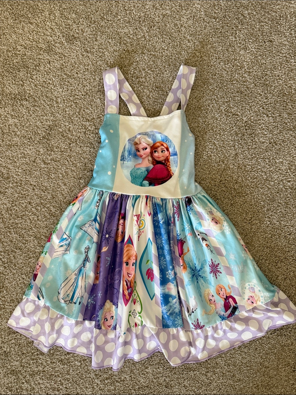 Disney Frozen Girls' Polka Dot Sundress - Light Blue, Purple, White handmade
